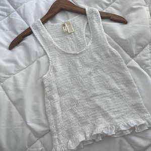 NEW White Seersucker Ruffle Crop Top